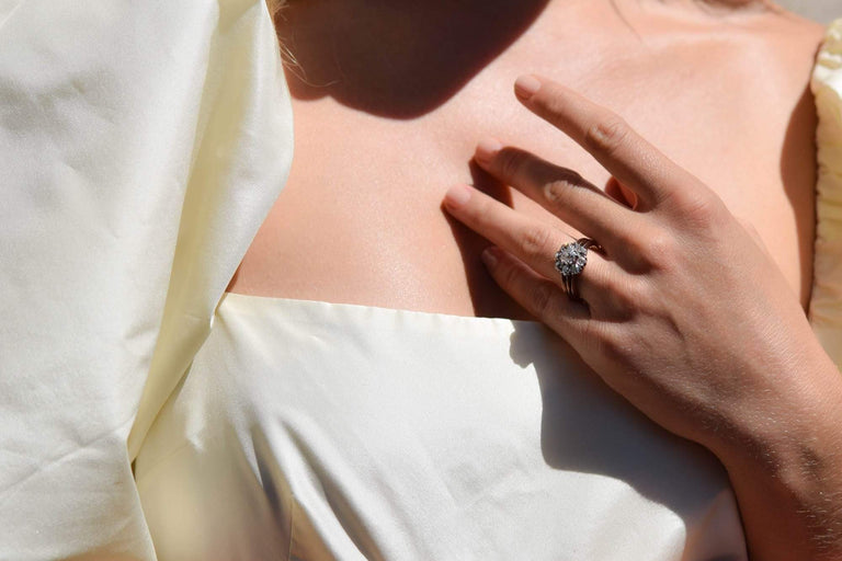 Victorian .80 Carat Center Old Mine Cushion-Cut Diamond Cluster Ring