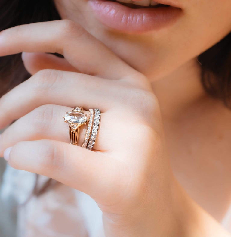 Victorian .98 Carat Moval Rose-Cut Diamond Engagement Ring