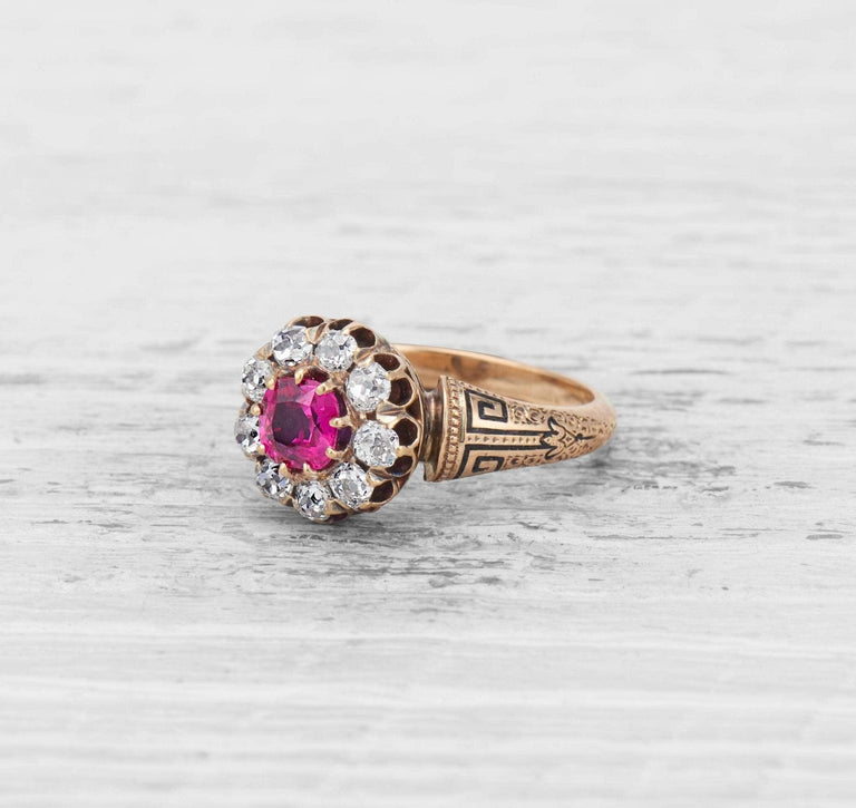 VICTORIAN RUBY AND DIAMOND ENGAGEMENT RING