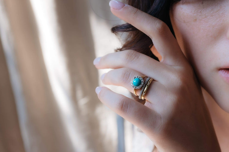 Victorian Turquoise and Diamond Cluster Ring