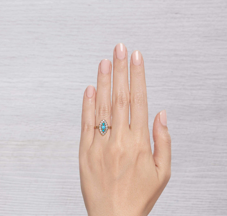 VICTORIAN TURQUOISE AND DIAMOND RING