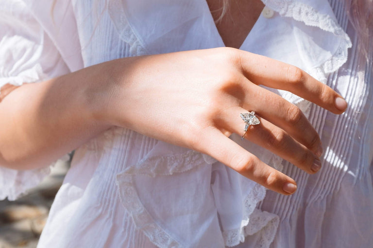 VINTAGE 1.98 CARAT MARQUISE-CUT DIAMOND ENGAGEMENT RING