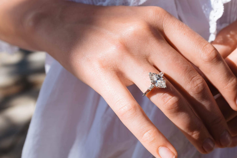 VINTAGE 1.98 CARAT MARQUISE-CUT DIAMOND ENGAGEMENT RING