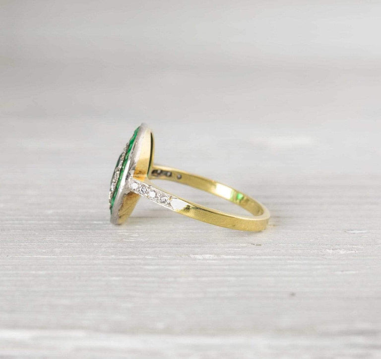 Vintage Diamond & Emerald Art Deco Engagement Ring